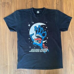 Santa Cruz Screaming Hand Moon Graphic T-Shirt Black Size L Skater Tee